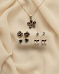 Floral Charm Pendant & Earring Combo Set