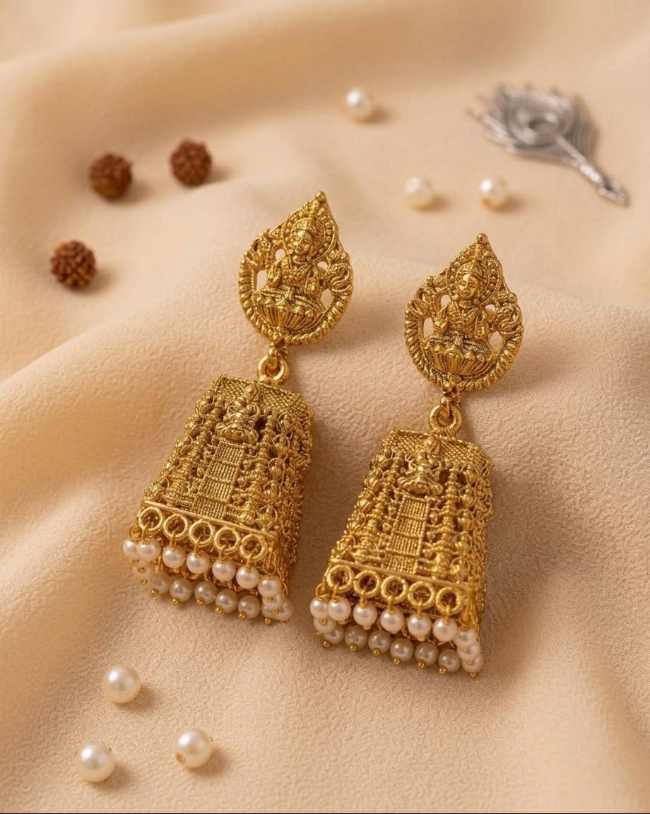Divine Pearl Jhumka Earrings