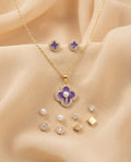 Purple Clover Pendant Set