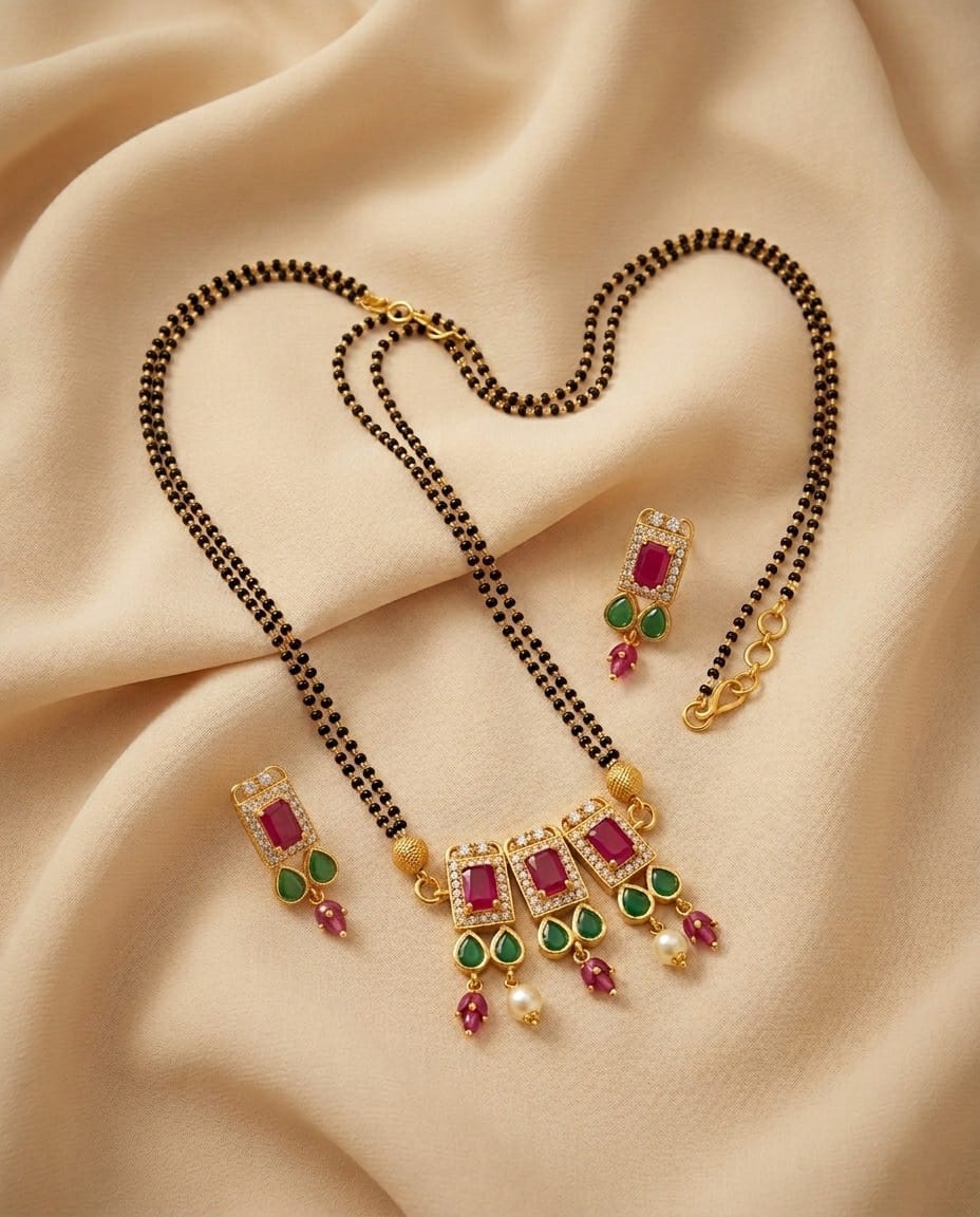 Ruby Emerald Mangalsutra Set